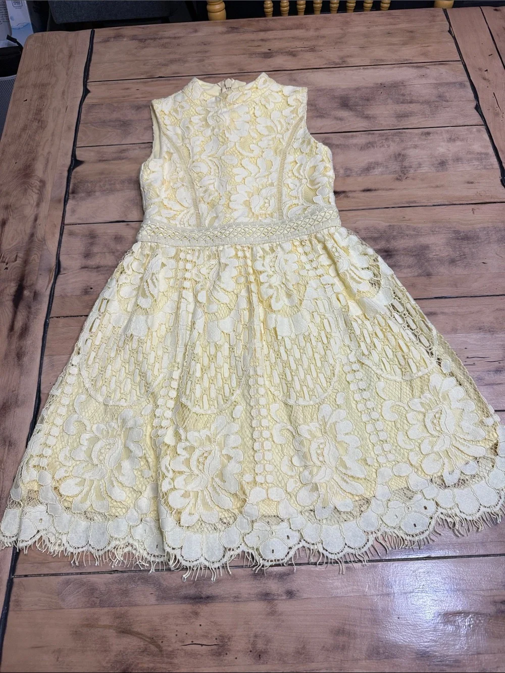 Lipsy London Yellow Lace Overlay Dress